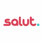 Logo van salut met ronde letters en een stip als t voor zakelijke illustraties in Deventer