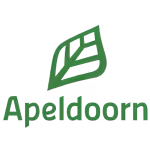 Logo van Apeldoorn met geometrisch blad-icoon naast de tekst apeldoorn voor zakelijke illustraties in Deventer