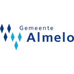Logo van gemeente Almelo met gestapelde diamantvormen en tekst gemeente Almelo voor lokale overheid