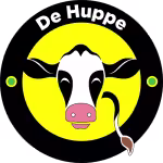 Logo van De Huppe met vrolijke koe illustratie voor zakelijke illustraties in Deventer