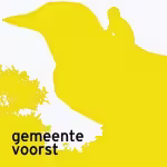 Logo gemeente Voorst met gele vogel en tekst gemeente voorst voor offici&euml;le documenten en website